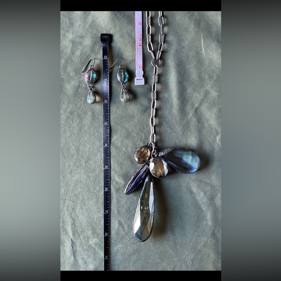 Sublime Artisan Hand Soldered Crystal Adjustable Length Y Necklace Earrings Set - Picture 13 of 14